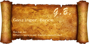 Genzinger Bence névjegykártya